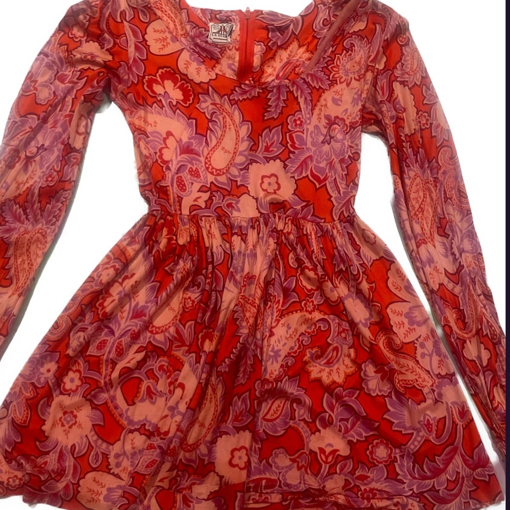 - Vintage 70s Boho Floral Paisley La Scarpa Dress Size XS/0